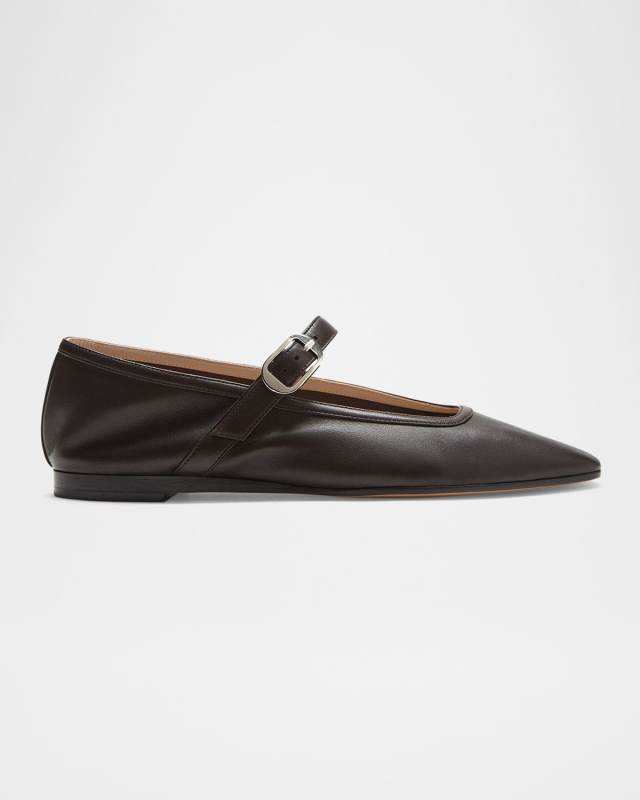 Leather Mary Jane Ballerina Flats